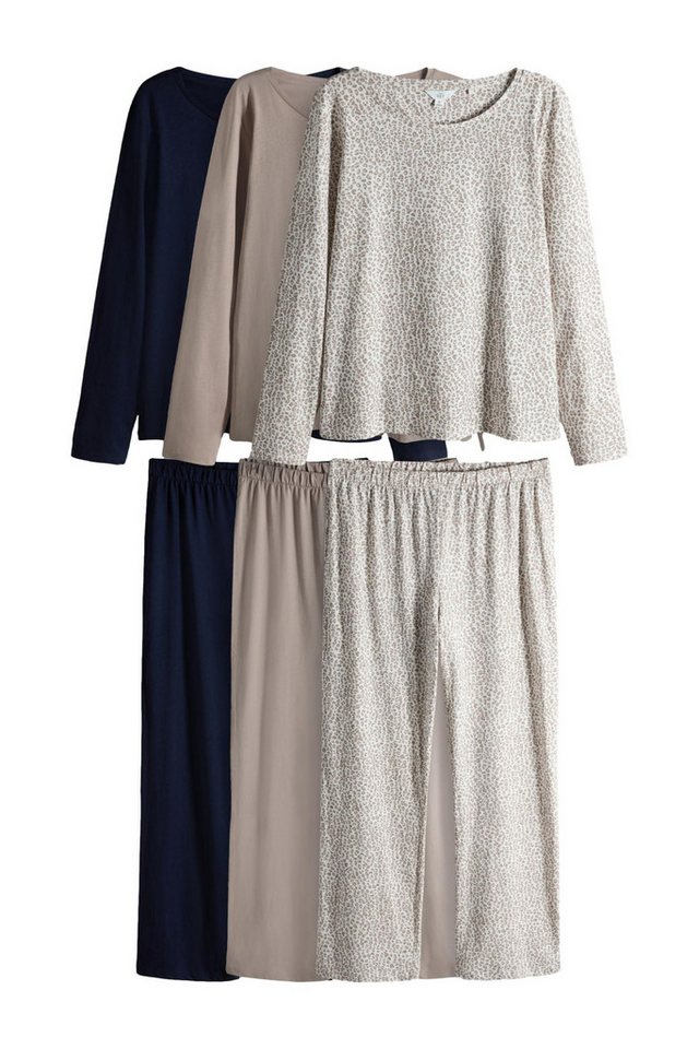 The Set Pyjama The Set Langärmelige Jersey-Pyjamas, 3er-Pack (6 tlg) von The Set