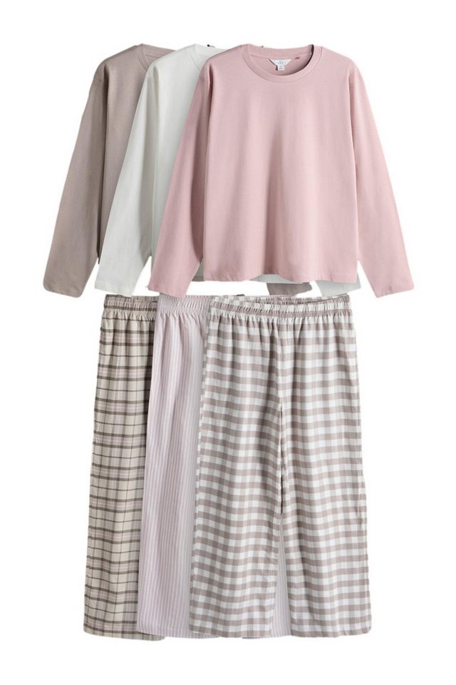 The Set Pyjama The Set Langarm-Schlafanzüge, 3er-Pack (6 tlg) von The Set