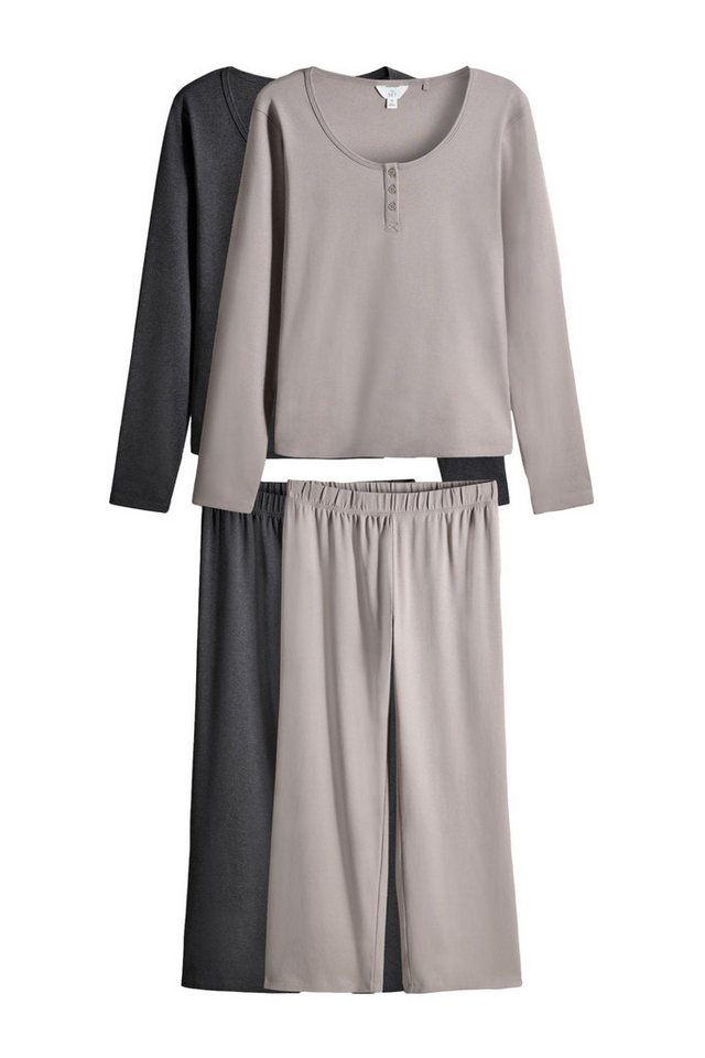 The Set Pyjama The Set Lange Henley-Schlafanzüge, 2er-Pack (4 tlg) von The Set