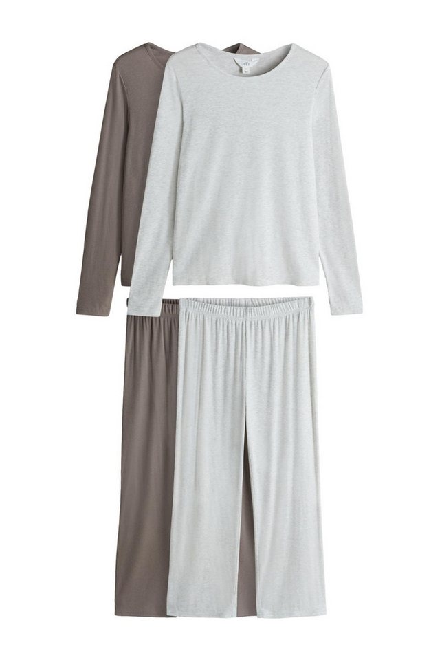 The Set Pyjama The Set weiche, lange Schlafanzüge, 2er-Pack (4 tlg) von The Set