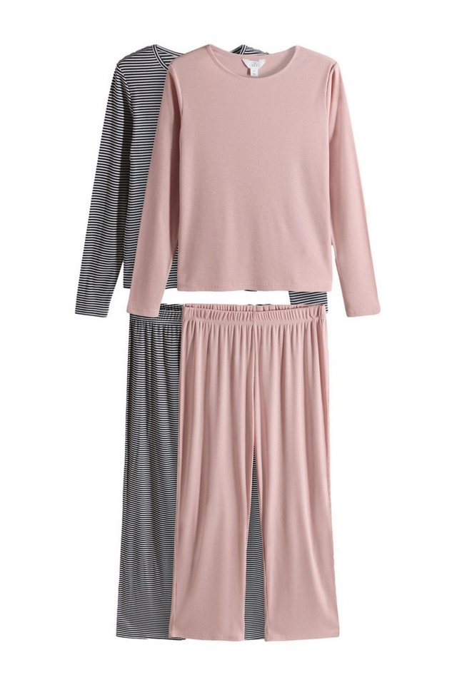 The Set Pyjama The Set gerippte, lange Schlafanzüge, 2er-Pack (4 tlg) von The Set
