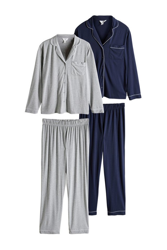 The Set Pyjama The Set geknöpfter, langer Schlafanzug, 2er-Pack (4 tlg) von The Set