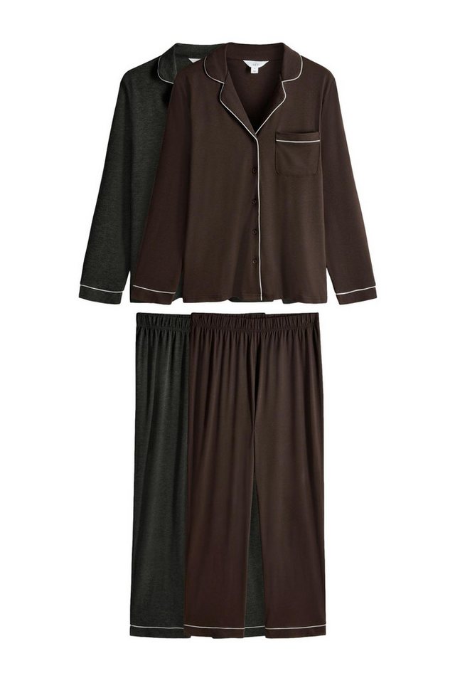 The Set Pyjama The Set geknöpfter, langer Schlafanzug, 2er-Pack (4 tlg) von The Set