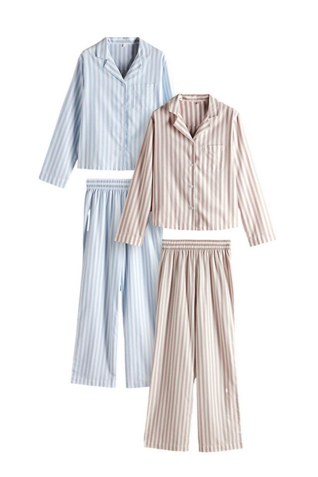 The Set Pyjama The Set geknöpfter Langarm-Schlafanzug, 2er-Pack (4 tlg) von The Set