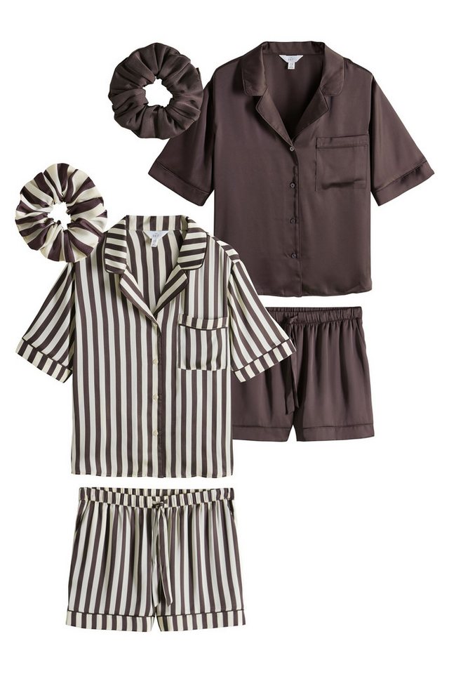 The Set Pyjama The Set kurze Satin-Schlafanzüge, 2er-Pack (4 tlg) von The Set