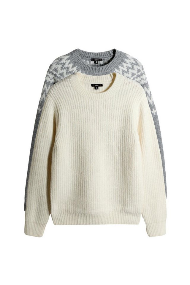 The Set Rundhalspullover The Set Herren-Rundhalspulli mit Fairisle-Muster (2-tlg) von The Set