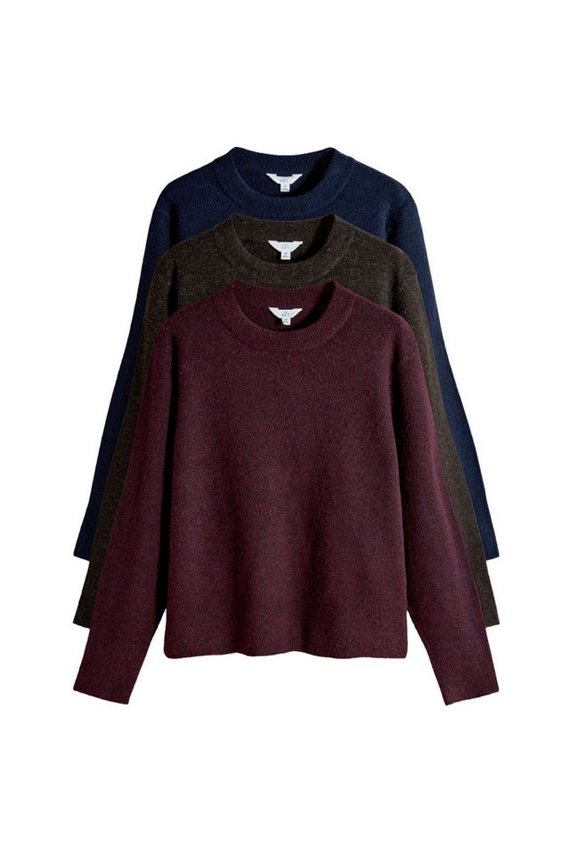 The Set Rundhalspullover The Set Rundhalspullover mit Wolle, 3er-Pack (3-tlg) von The Set