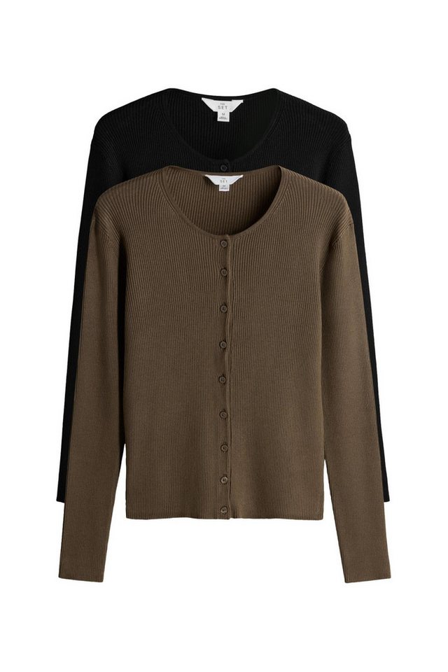 The Set Strickjacke The Set gerippte Strickjacken, 2er-Pack (2-tlg) von The Set