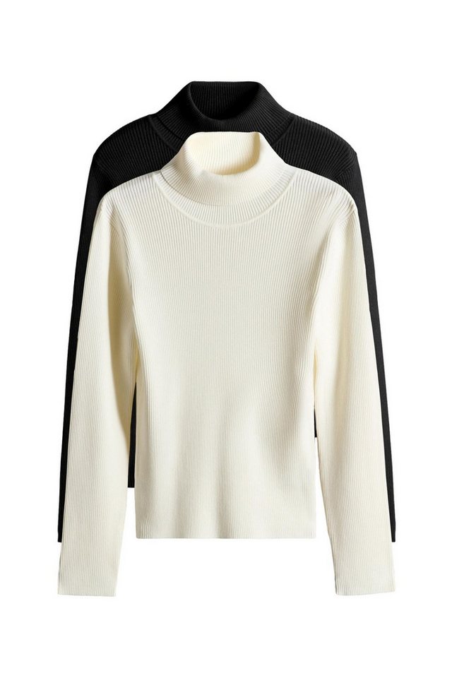 The Set Strickpullover The Set Gerippte Rollkragenpullover, 2er-Pack (2-tlg) von The Set