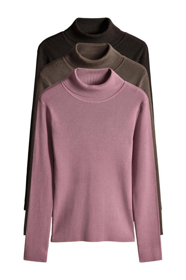 The Set Strickpullover The Set Gerippte Rollkragenpullover, 3er-Pack (3-tlg) von The Set