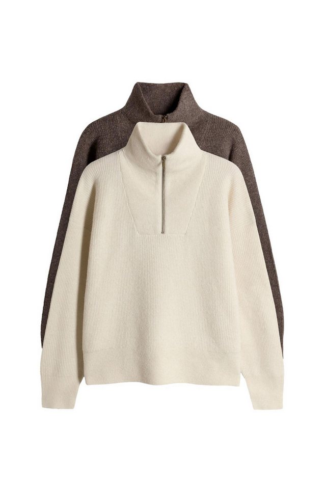 The Set Strickpullover The Set Gerippte Troyer, 2er-Pack (2-tlg) von The Set