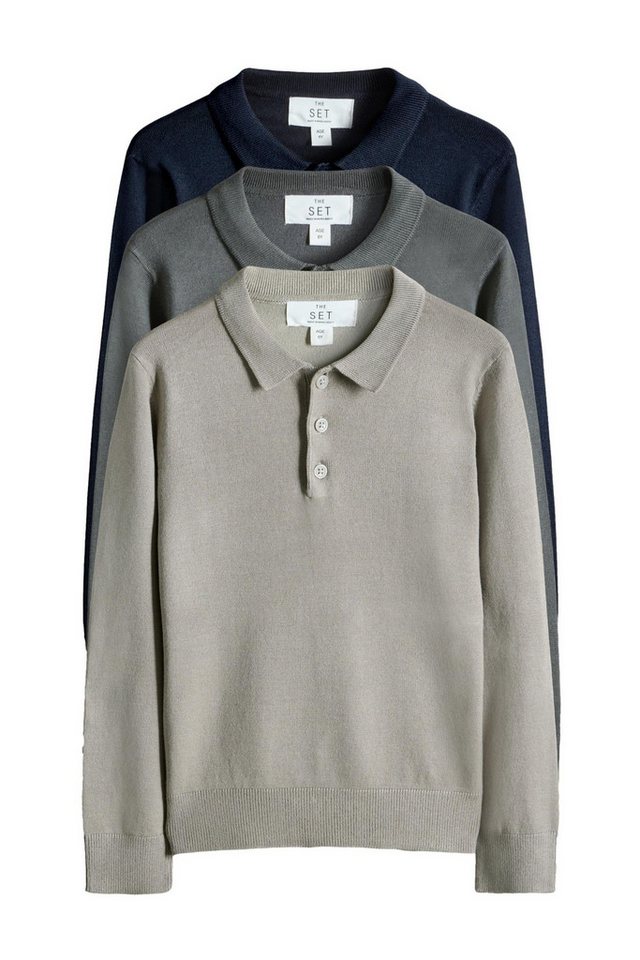 The Set Strickpullover The Set Pullover mit Strickkragen, 3er-Pack (3-tlg) von The Set