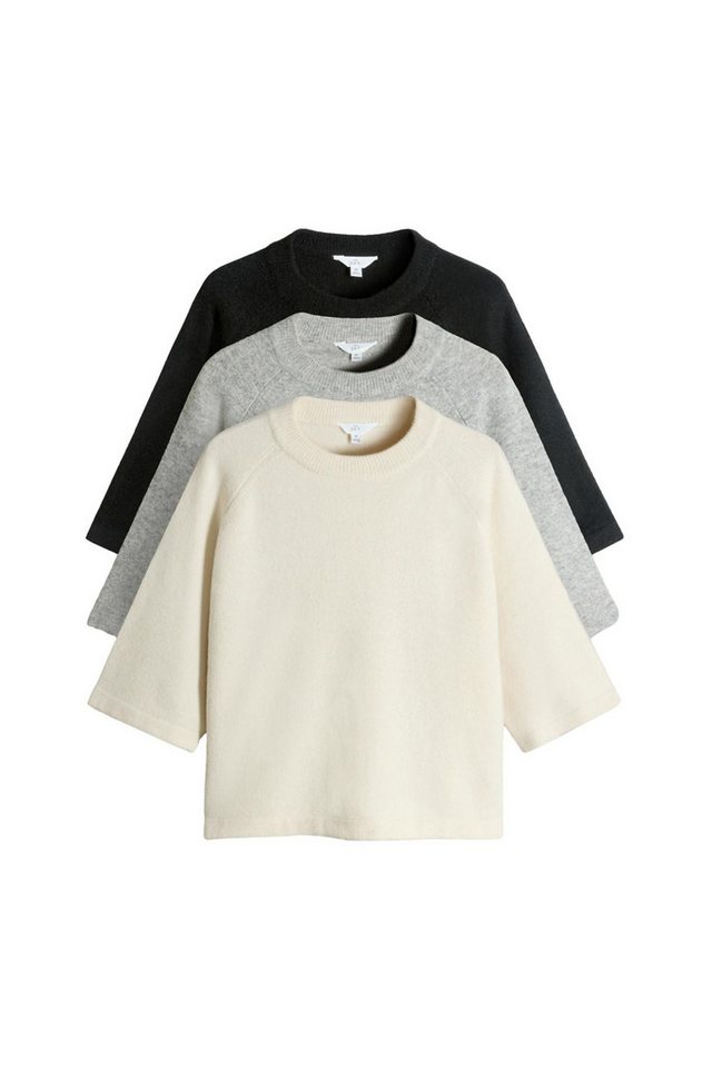 The Set Strickpullover The Set Rundhals-T-Shirts mit Wollanteil, 3er-Pack (3-tlg) von The Set