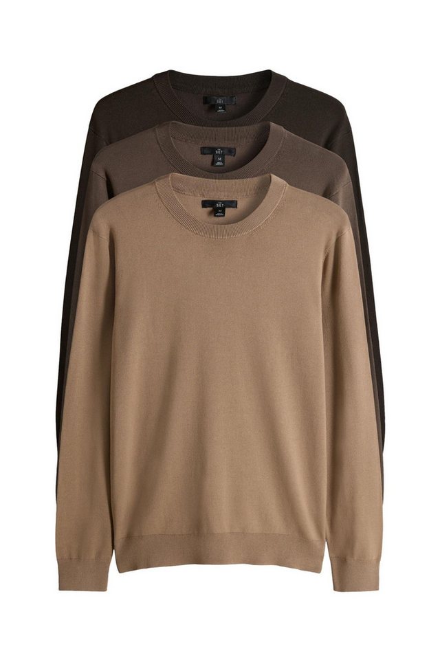 The Set Strickpullover The Set Strickpullover mit langen Ärmeln, 3er-Pack (3-tlg) von The Set