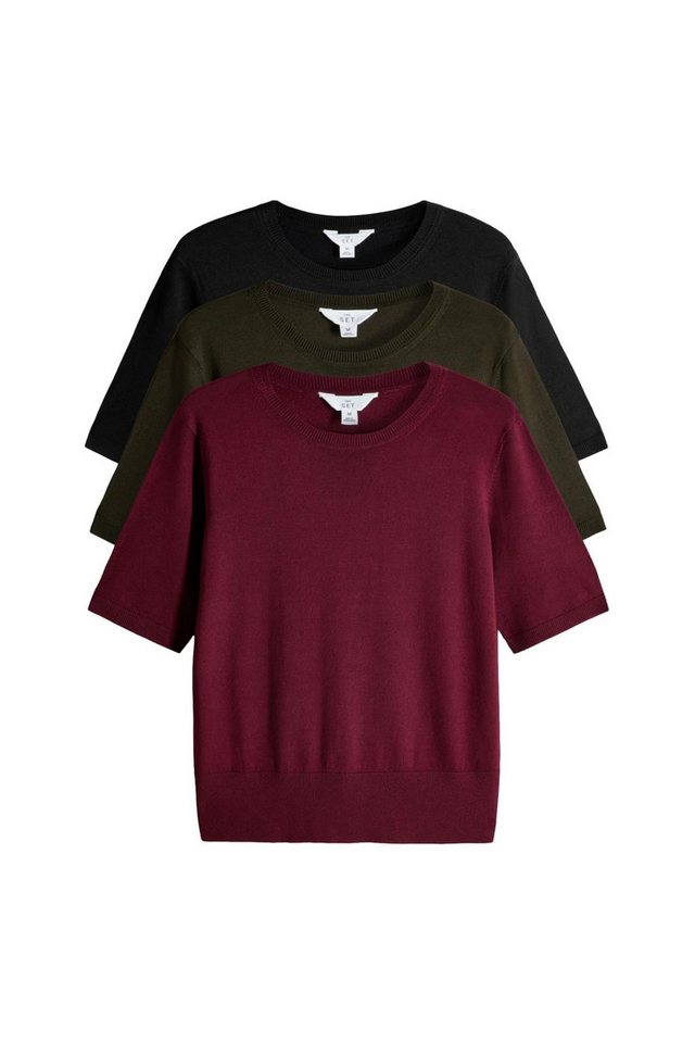 The Set Strickpullover The Set T-Shirts aus Feinstrick, 4er-Pack (3-tlg) von The Set