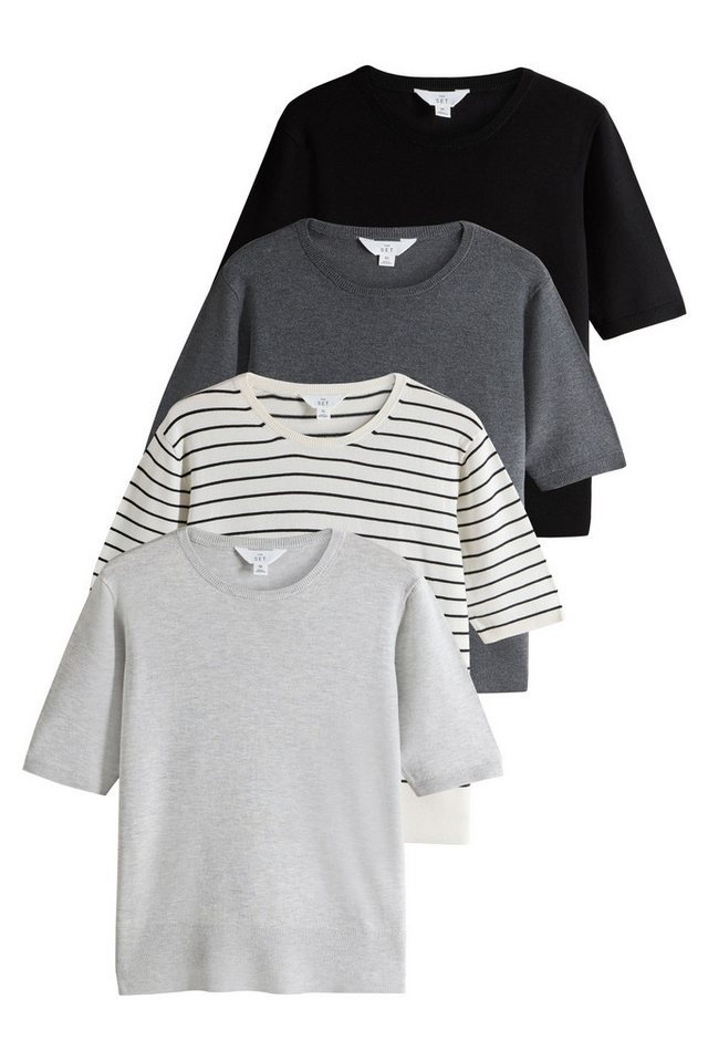 The Set Strickpullover The Set T-Shirts aus Feinstrick, 4er-Pack (4-tlg) von The Set