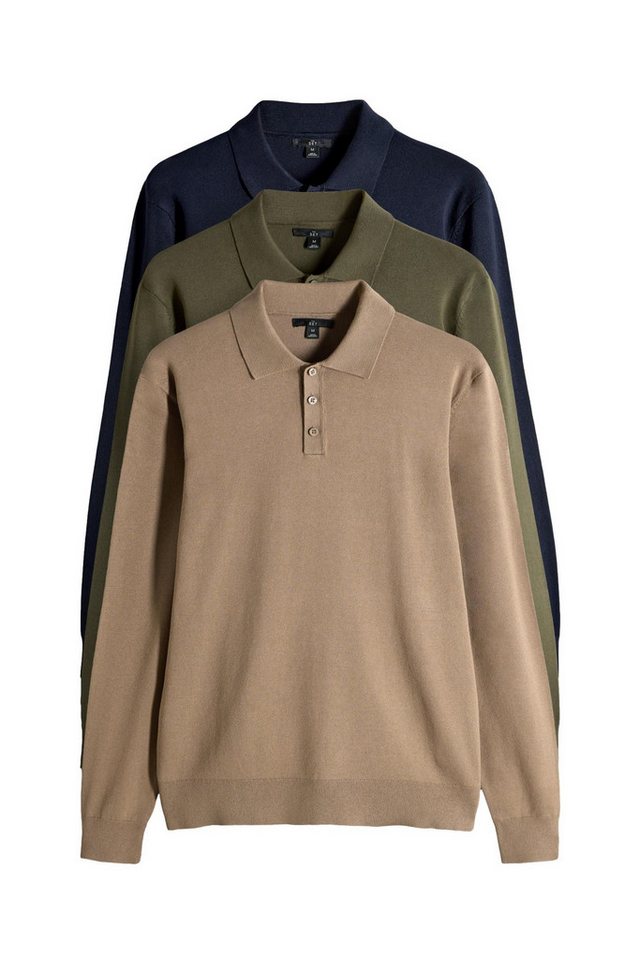 The Set Strickpullover The Set gestrickte Polo-Pullover, 3er-Pack (3-tlg) von The Set