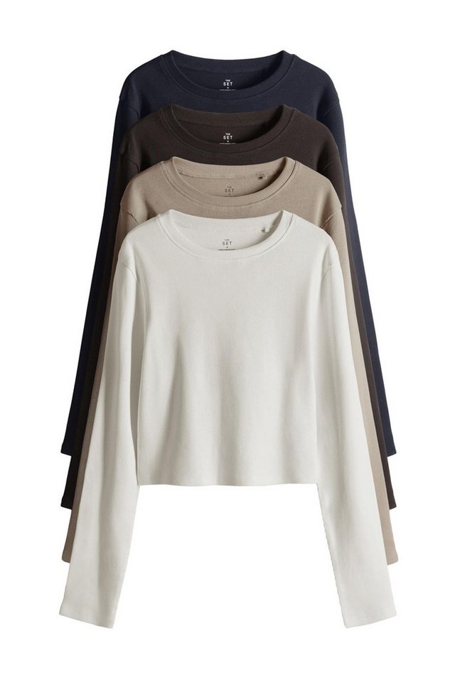 The Set T-Shirt 4er-Pack The Set Gerippte, enge Cropped-T-Shirts (4-tlg) von The Set
