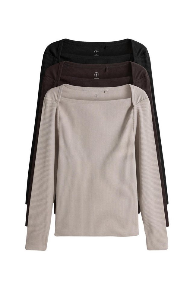 The Set T-Shirt The Set Langarmoberteile, Kuvertkragen, 3er-Pack (3-tlg) von The Set