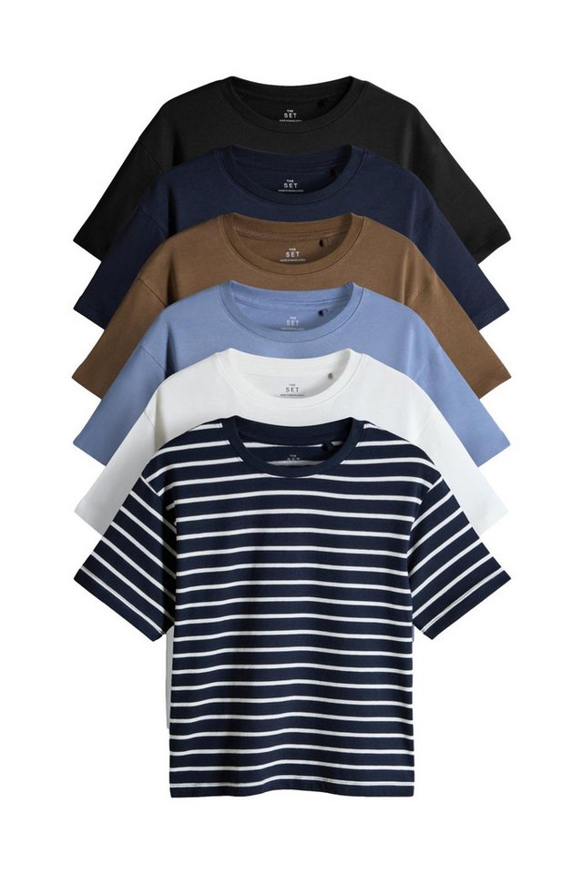 The Set T-Shirt The Set Oversized T-Shirts mit Streifen, 6er-Pack (6-tlg) von The Set