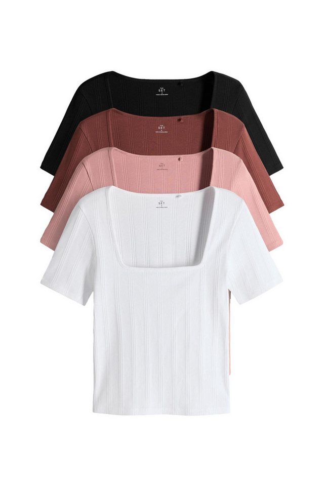 The Set T-Shirt The Set T-Shirts mit Rippenstruktur, 4er-Pack (4-tlg) von The Set