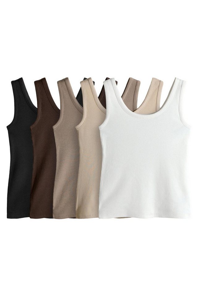 The Set Trägertop 5 x The Set gerippte Trägertops, U-Ausschnitt (5-tlg) von The Set