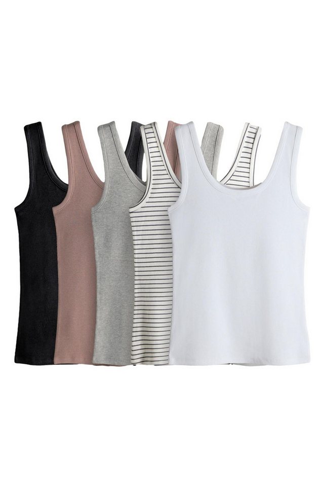 The Set Trägertop 5 x The Set gerippte Trägertops, U-Ausschnitt (5-tlg) von The Set