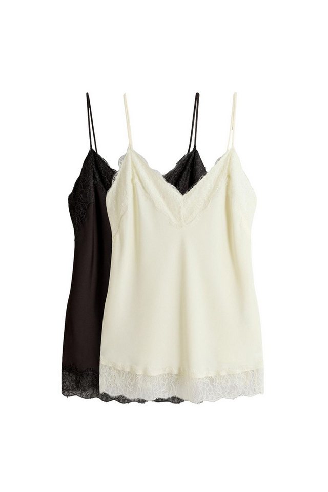 The Set Trägertop The Set Satin-Tops mit Spitze, 2er-Pack (2-tlg) von The Set