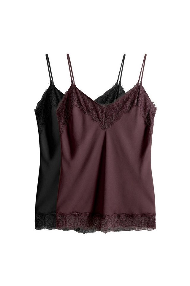 The Set Trägertop The Set Satin-Tops mit Spitze, 2er-Pack (2-tlg) von The Set