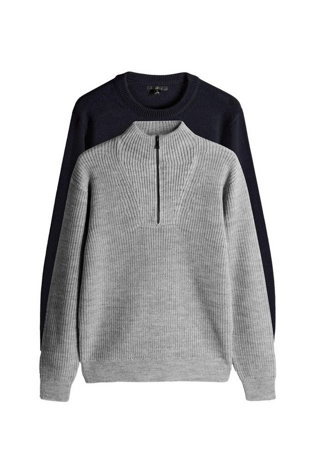 The Set Troyer The Set Zopfmuster- und RV-Pullover, 2er-Pack (2-tlg) von The Set