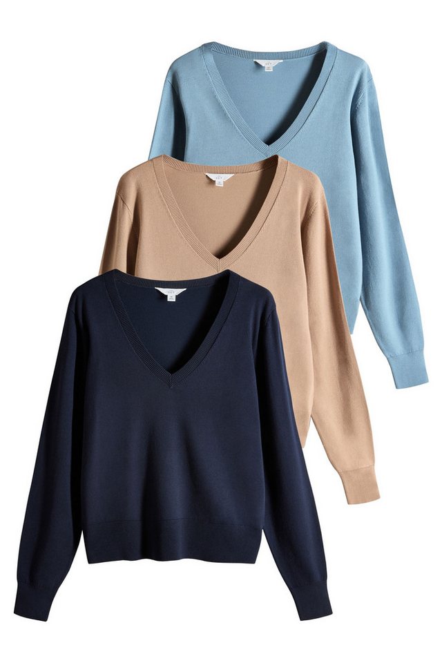 The Set V-Ausschnitt-Pullover The Set Feinstrickpulli mit V-Ausschnitt, 3er-Pack (3-tlg) von The Set