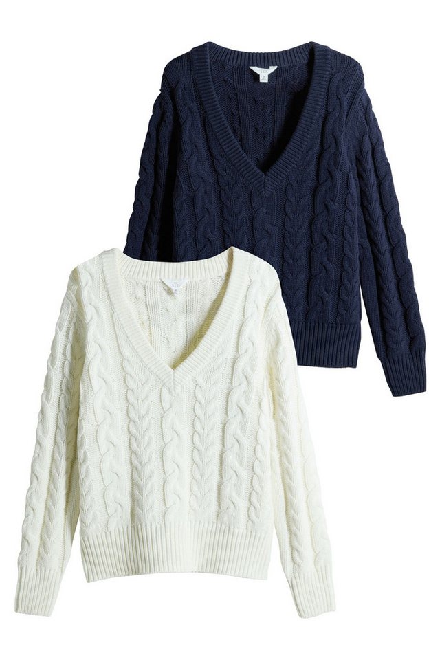 The Set V-Ausschnitt-Pullover The Set Strickpullover mit V-Ausschnitt, 2er-Pack (2-tlg) von The Set
