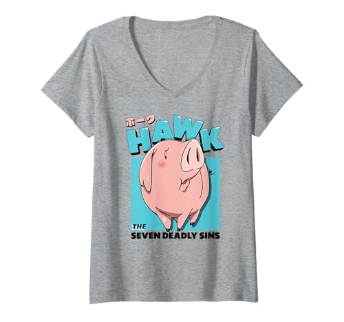 Damen The Seven Deadly Sins Hawk The Pig Cute Portrait Anime T-Shirt mit V-Ausschnitt Damen The Seven Deadly Sins Hawk The Pig Cute Portrait Anime T-Shirt mit V-Ausschnitt von The Seven Deadly Sins: Revival of the Commandments