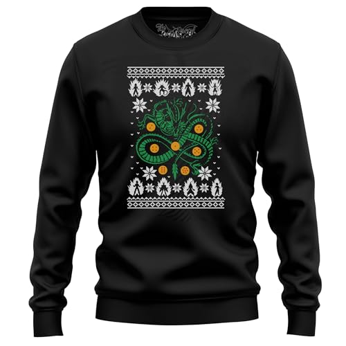 The Shirt Shack Green Dragon Christmas Sweatshirt - Lustig und festlich! Hässlicher Weihnachtspullover trifft Fabelwesen. Verbreiten Sie Urlaubsstimmung mit einem Twist!, Schwarz , XL von The Shirt Shack