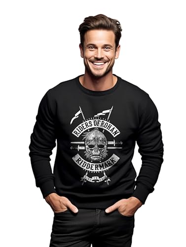 The Shirt Shack Riders of Rohan Skull and Crossbones Sweatshirt – lustig und furchtlos! Unisex gedrucktes Design. Begleiten Sie die Gemeinschaft und fahren Sie ins Abenteuer!, Schwarz , XXL von The Shirt Shack