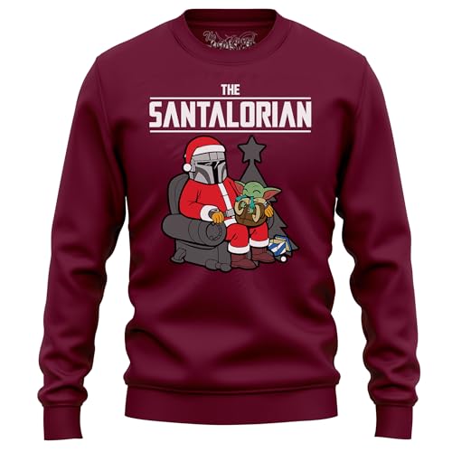 The Shirt Shack The Santalorian Sweatshirt - A Hilarious Mashup of Santa Claus Funny Sweatshirt Unisex Printed Design May the Jolly Force be with you!, Burgunderfarben, L von The Shirt Shack