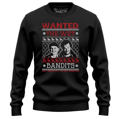 The Shirt Shack The Wet Bandits Weihnachtssweatshirt – lustig und festlich! Unisex bedrucktes Design. Begleiten Sie Kevin in dieser Weihnachtszeit diese lästigen Einbrecher zu überlisten!, Schwarz , S von The Shirt Shack