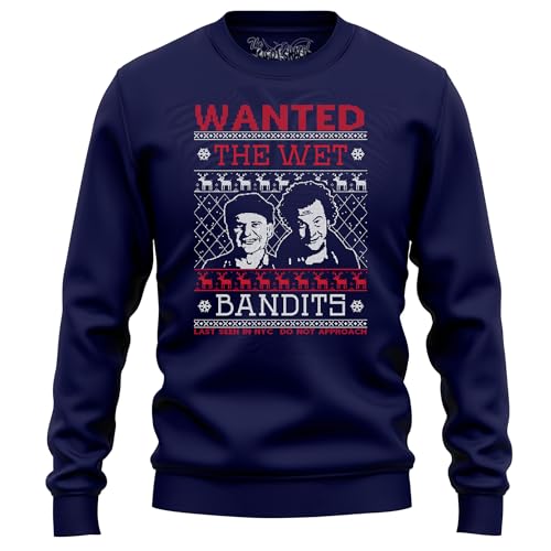 The Shirt Shack The Wet Bandits Weihnachtssweatshirt – lustig und festlich! Unisex bedrucktes Design. Begleiten Sie Kevin in dieser Weihnachtszeit diese lästigen Einbrecher zu überlisten!, navy, L von The Shirt Shack