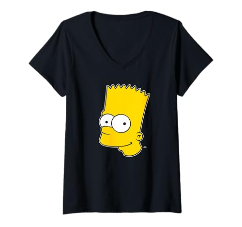 Damen The Simpsons Bart Simpson Face T-Shirt mit V-Ausschnitt von The Simpsons