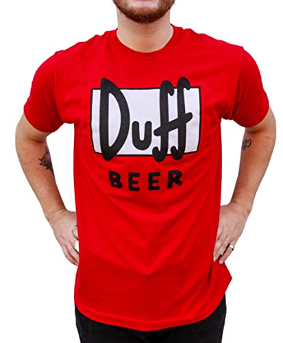 The Simpsons Duff Beer Logo Homer Herren-T-Shirt, Rot/Ausflug, einfarbig (Getaway Solids), 3X-Groß von The Simpsons