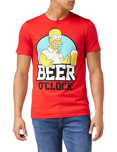 The Simpsons Herren Beer O Clock T-Shirt, Rot (Rot), M von The Simpsons