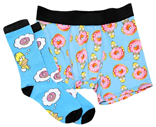 The Simpsons Herren-Boxershorts und Crew-Socken, Kombi-Set, blau, Medium von The Simpsons