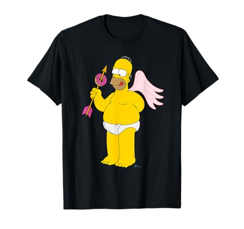 The Simpsons Herren Damen T-Shirt Cupid Donut Valentine’s Day T-Shirt Schwarz S von The Simpsons