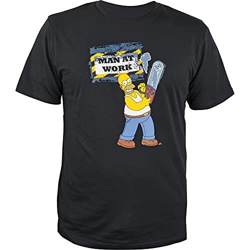 The Simpsons - Homer Herren T-Shirt Man at Work, Schwarz, Gr. L von The Simpsons