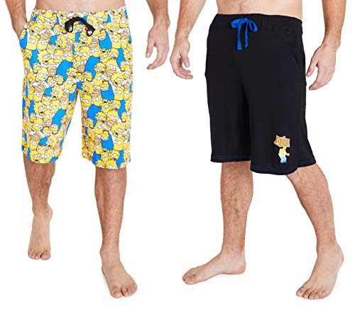 The Simpsons Hose Herren Kurz, Jogginghose Herren 2er Pack, Sport Shorts Herren S-3XL, Baumwolle Freizeithose für Männer und Teenager Jungen (M, Mehrfarbig) von The Simpsons