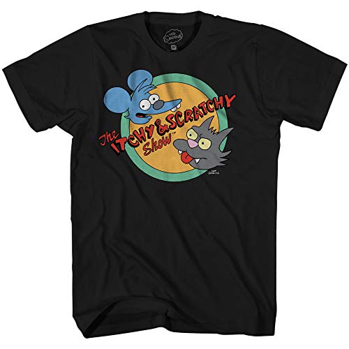 The Simpsons Itchy and Scratchy Show Logo T-Shirt für Erwachsene, Schwarz, XX-Large von The Simpsons