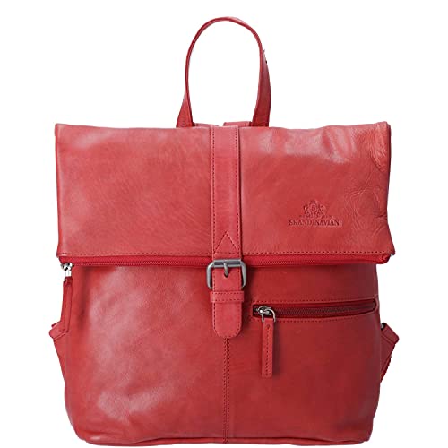 The Skandinavian Brand Damen Leder Rucksack Cityrucksack Freizeitrucksack rot von The Skandinavian Brand