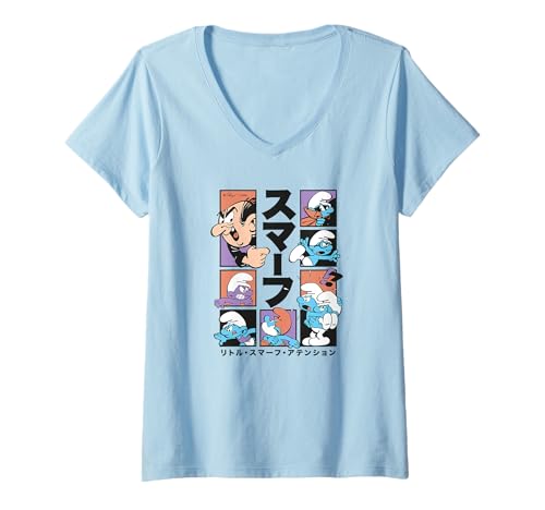 Damen Die Schlümpfe - Gargamel Be Aware Little Smurfs Japan T-Shirt mit V-Ausschnitt von The Smurfs