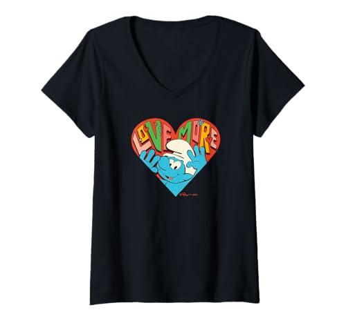 Damen Die Schlümpfe - I Love You More T-Shirt mit V-Ausschnitt Damen Die Schlümpfe - I Love You More T-Shirt mit V-Ausschnitt von The Smurfs