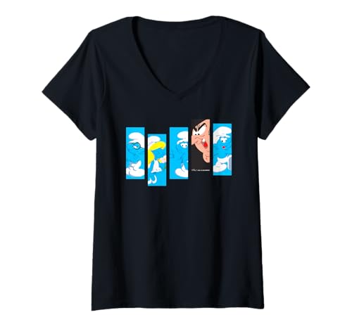Damen Die Schlümpfe im Film Brainy Smurfette Gargamel Montage T-Shirt mit V-Ausschnitt von The Smurfs
